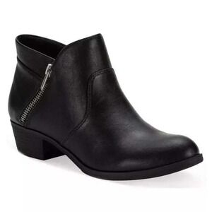Sun + Stone Abby Short Ankle Boot Bootie Womens Size 5‎ Black Faux Leather NEW
